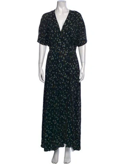 Pre-owned Christy Dawn Floral Print Long Dress In Black