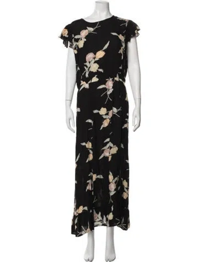 Pre-owned Christy Dawn Floral Print Long Dress In Black