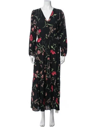Pre-owned Christy Dawn Floral Print Long Dress In Black