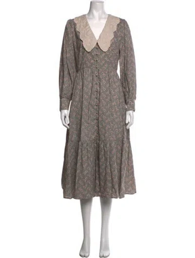 Pre-owned Christy Dawn Floral Print Long Dress In Black/neutrals