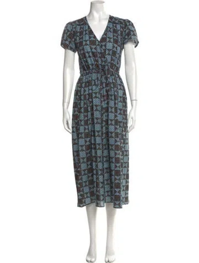 Pre-owned Christy Dawn Floral Print Long Dress In Blue