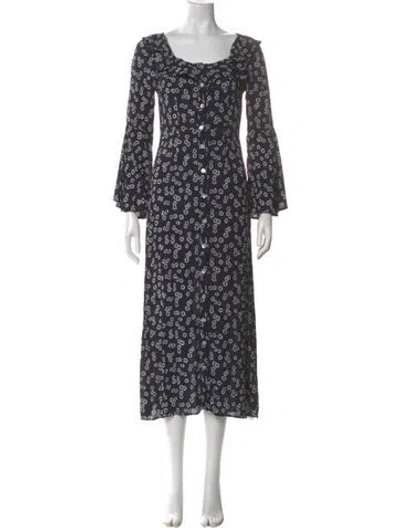 Pre-owned Christy Dawn Floral Print Long Dress In Blue