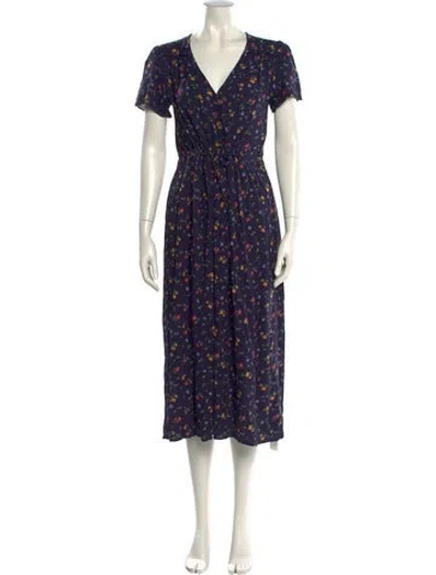 Pre-owned Christy Dawn Floral Print Long Dress In Blue