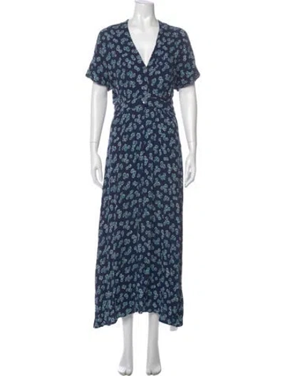 Pre-owned Christy Dawn Floral Print Long Dress In Blue