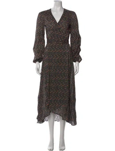Pre-owned Christy Dawn Floral Print Long Dress In Blue