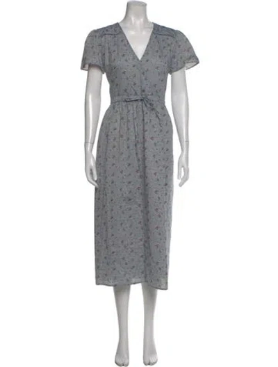 Pre-owned Christy Dawn Floral Print Long Dress In Blue