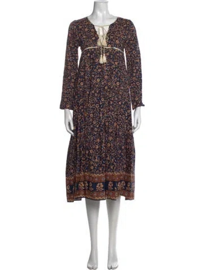 Pre-owned Christy Dawn Floral Print Long Dress In Blue