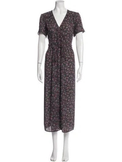 Pre-owned Christy Dawn Floral Print Long Dress In Blue