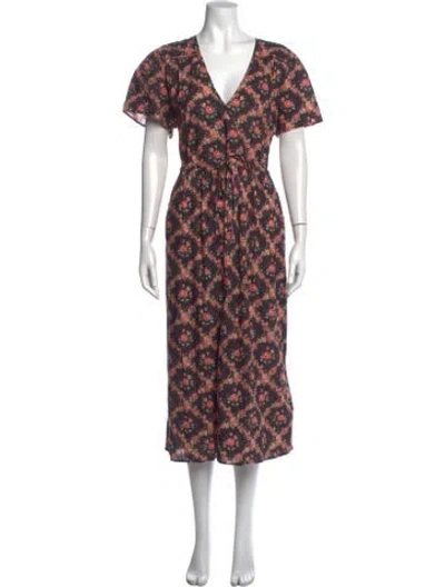 Pre-owned Christy Dawn Floral Print Long Dress In Blue