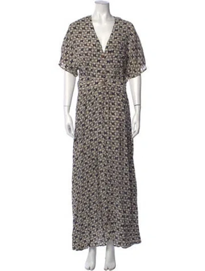 Pre-owned Christy Dawn Floral Print Long Dress In Blue