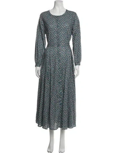 Pre-owned Christy Dawn Floral Print Long Dress In Blue