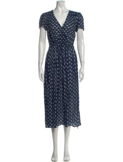 Pre-owned Christy Dawn Floral Print Long Dress In Blue