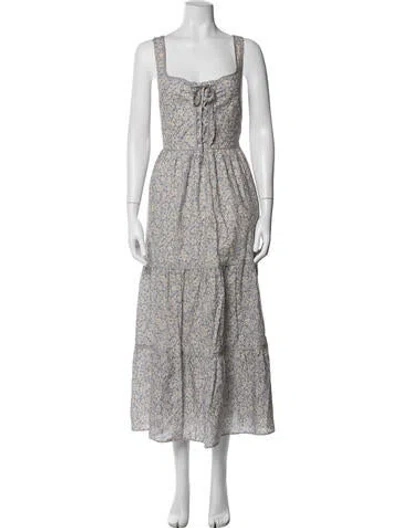 Pre-owned Christy Dawn Floral Print Long Dress In Blue