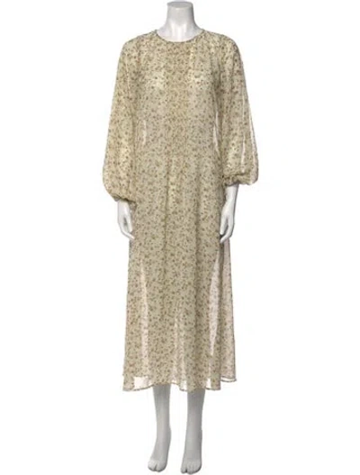 Pre-owned Christy Dawn Floral Print Long Dress In Brown