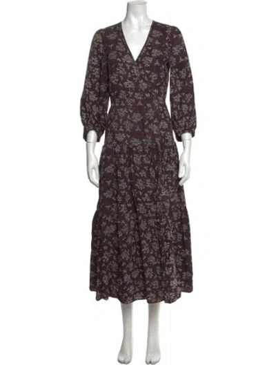 Pre-owned Christy Dawn Floral Print Long Dress In Brown