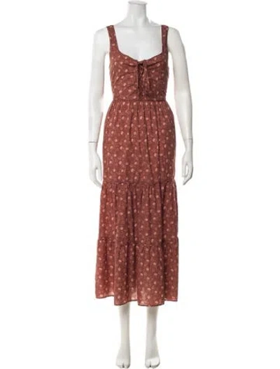 Pre-owned Christy Dawn Floral Print Long Dress In Brown