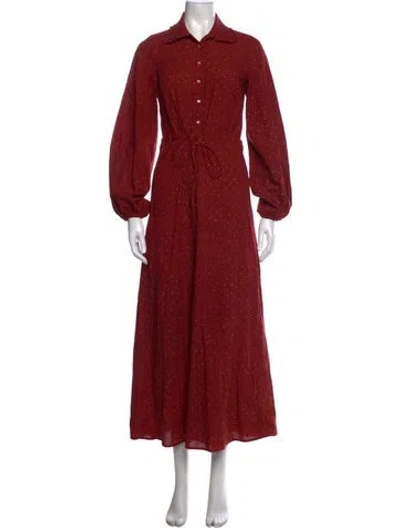 Pre-owned Christy Dawn Floral Print Long Dress In Burgundy