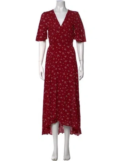 Pre-owned Christy Dawn Floral Print Long Dress In Burgundy