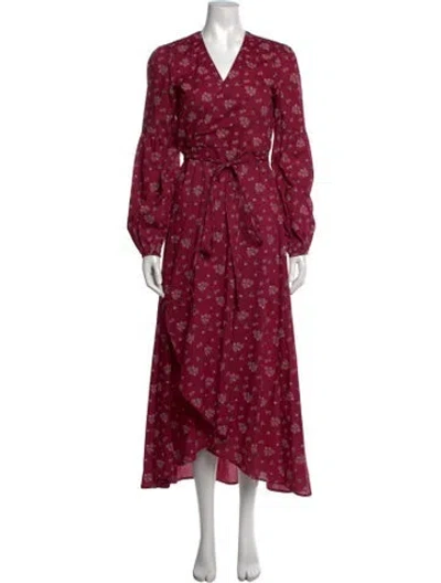 Pre-owned Christy Dawn Floral Print Long Dress In Burgundy