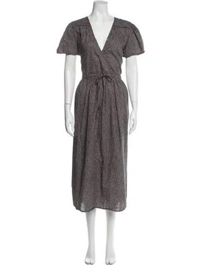 Pre-owned Christy Dawn Floral Print Long Dress In Gray