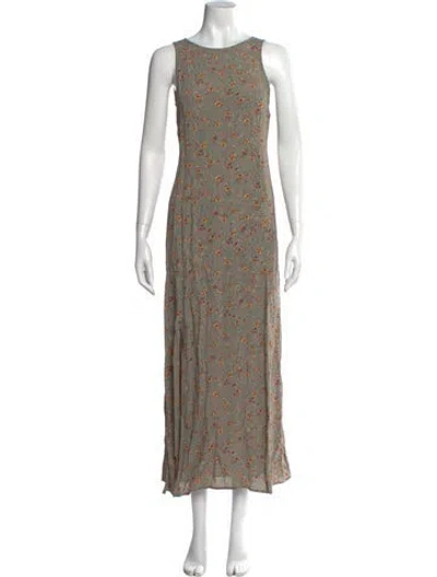 Pre-owned Christy Dawn Floral Print Long Dress In Green