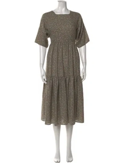 Pre-owned Christy Dawn Floral Print Long Dress In Green