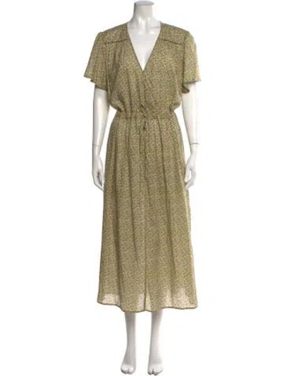 Pre-owned Christy Dawn Floral Print Long Dress In Green