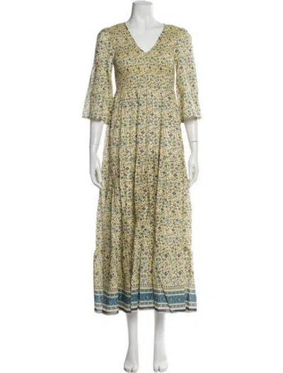 Pre-owned Christy Dawn Floral Print Long Dress In Multi