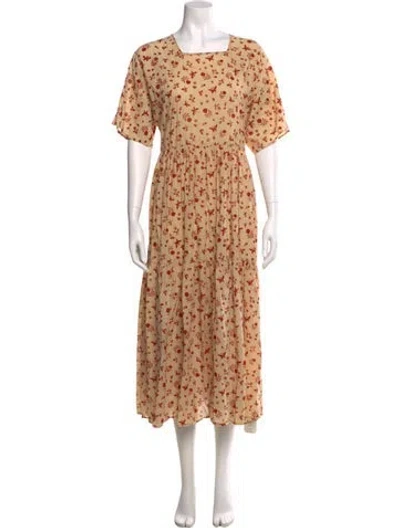 Pre-owned Christy Dawn Floral Print Long Dress In Neutral