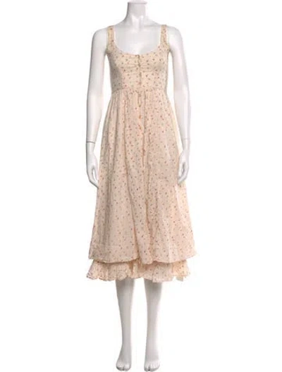 Pre-owned Christy Dawn Floral Print Long Dress In Neutral