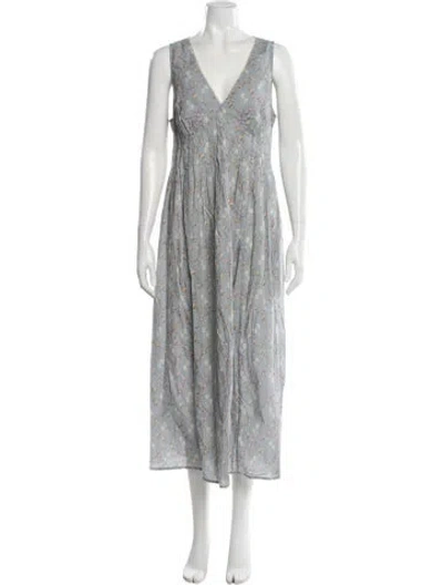 Pre-owned Christy Dawn Floral Print Long Dress In Neutral