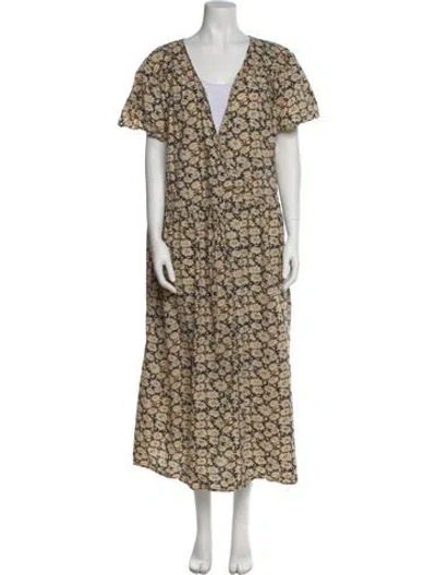 Pre-owned Christy Dawn Floral Print Long Dress In Neutral