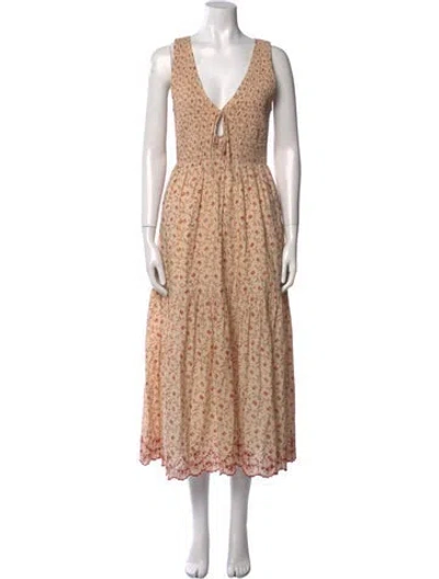 Pre-owned Christy Dawn Floral Print Long Dress In Neutral