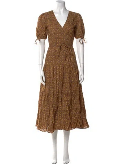 Pre-owned Christy Dawn Floral Print Long Dress In Neutral