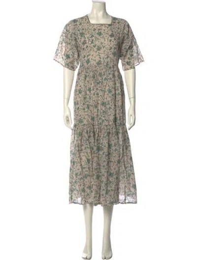 Pre-owned Christy Dawn Floral Print Long Dress In Neutral