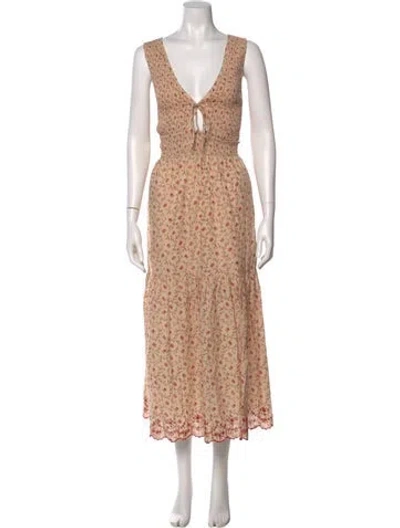 Pre-owned Christy Dawn Floral Print Long Dress In Neutral