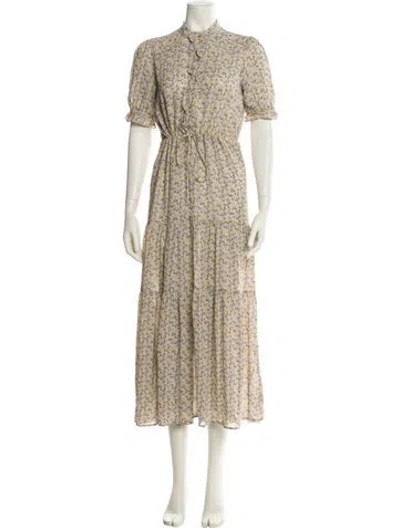 Pre-owned Christy Dawn Floral Print Long Dress In Neutral
