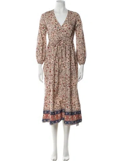 Pre-owned Christy Dawn Floral Print Long Dress In Neutral
