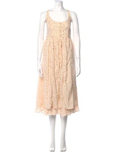 Pre-owned Christy Dawn Floral Print Long Dress In Neutral