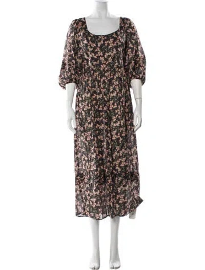 Pre-owned Christy Dawn Floral Print Long Dress In Neutral