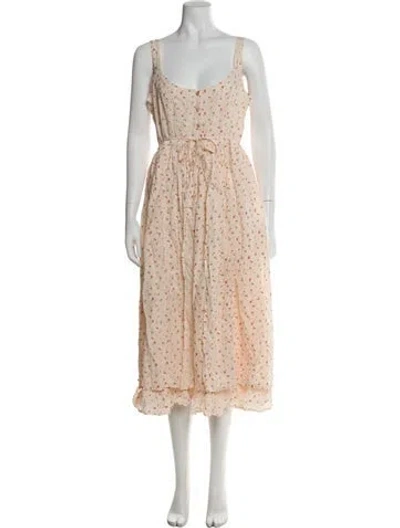 Pre-owned Christy Dawn Floral Print Long Dress In Neutral