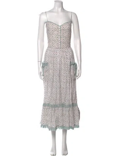 Pre-owned Christy Dawn Floral Print Long Dress In Neutral