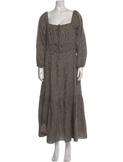 Pre-owned Christy Dawn Floral Print Long Dress In Neutral