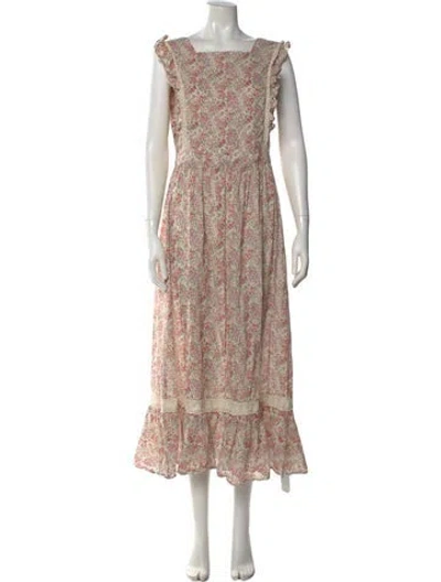 Pre-owned Christy Dawn Floral Print Long Dress In Neutral