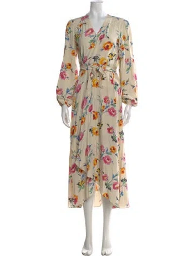 Pre-owned Christy Dawn Floral Print Long Dress In Neutral
