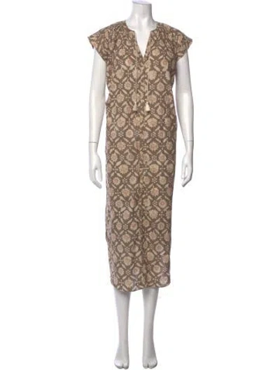 Pre-owned Christy Dawn Floral Print Long Dress In Neutral