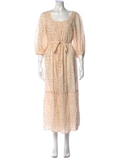 Pre-owned Christy Dawn Floral Print Long Dress In Neutral