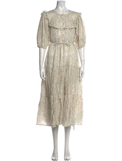 Pre-owned Christy Dawn Floral Print Long Dress In Neutral