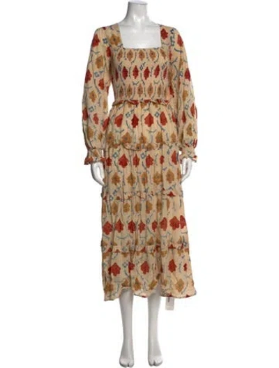 Pre-owned Christy Dawn Floral Print Long Dress In Neutral