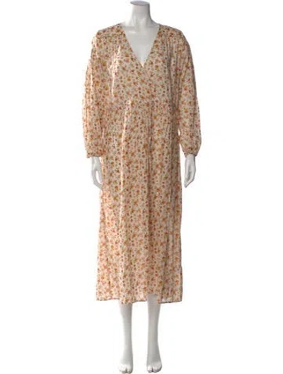 Pre-owned Christy Dawn Floral Print Long Dress In Neutrals